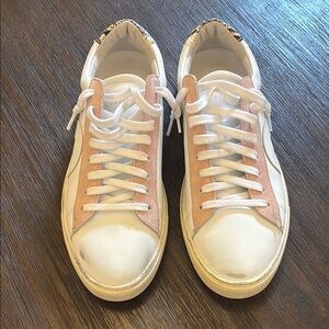 Oliver Cabell Pink and White Sneakers with Textured Upper